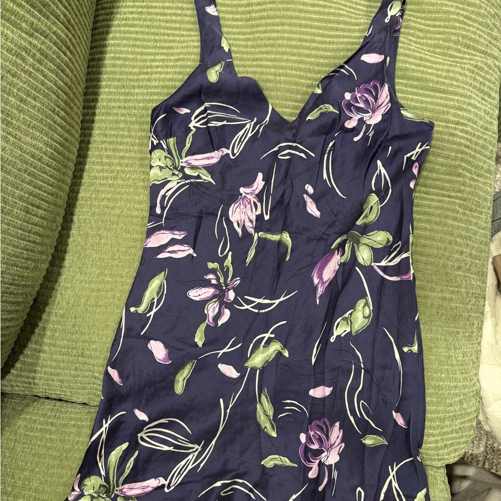 100% silk vintage floral slip dress